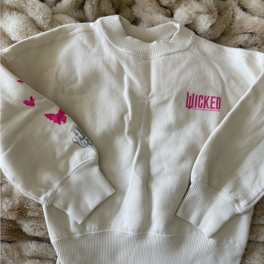 White Sweatshirt with Pink Wicked Logo